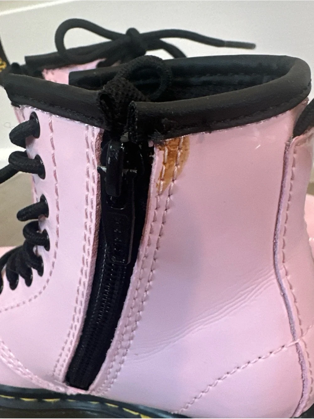 Dr. Martens Kids Pink Patent Lace-Up Boots